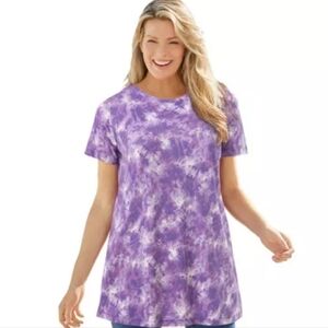 Woman Within Purple Tie-Dye Top Size 1X